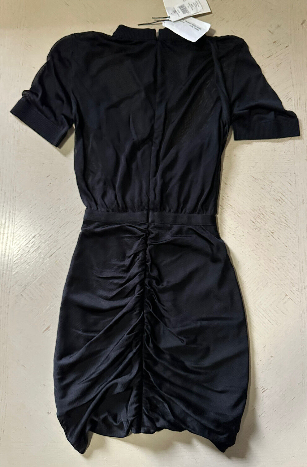 New $2565 Balmain Mesh Wrap Mini Sheath Dress Black Size 34/2 France