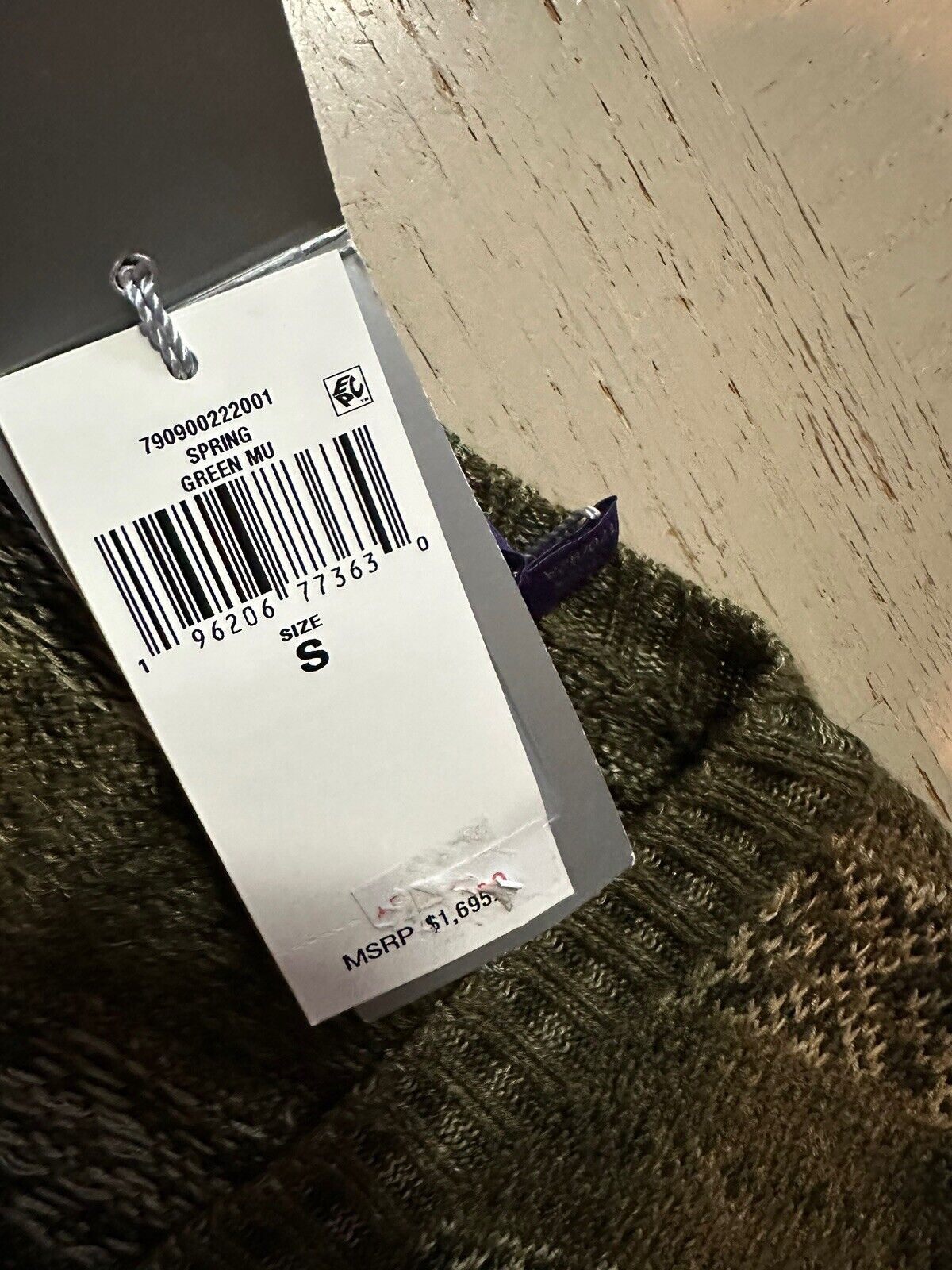 NWT $1695 Ralph Lauren Purple Label Men V Neck  Sweater Green/Multi S Italy