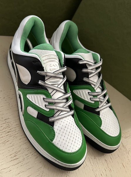 New $950 Gucci Men Demetra Basket Low Top Sneakers Green/Whi 9.5
