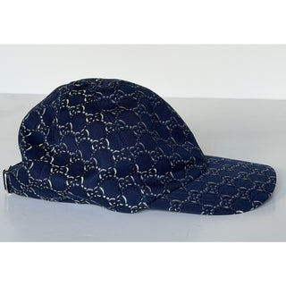 Gucci GG Shadow Jacquard Baseball Cap Blue Men L 817440 4HBDN NWT