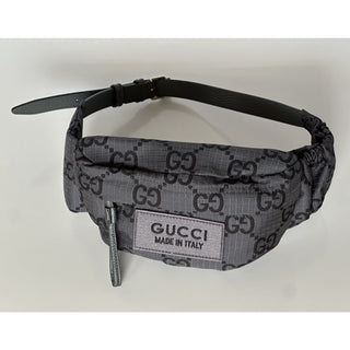 Gucci Maxi GG Logo Gray/Black Nylon Belt Bag 767934 IT NWOT