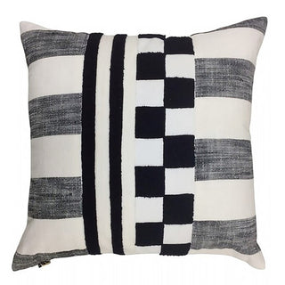 Mackenzie Childs Black Checks And Stripes Throw Pillow 20"x20" NWT