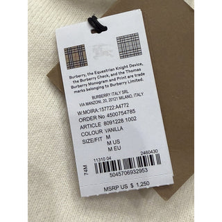 Burberry Moira 100% Cashmere Turtleneck Sweater Vanilla Medium 8091228 NWT $1250