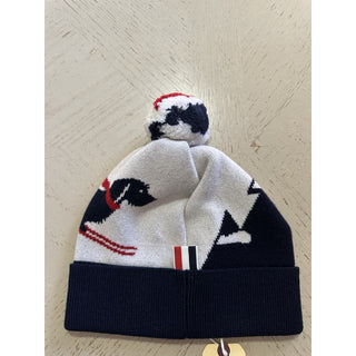 Thom Browne Pom-Pom Cashmere Beanie Hat Navy/Multi One Size Italy