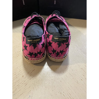 NIB Saint Laurent Women Star Print Espadrille Shoes Red/Black 9.5 US/39.5 Eu