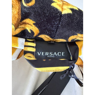 Versace Home Baroque Greca Cotton Bathrobe White Gold Black M ZACP00001 NWT