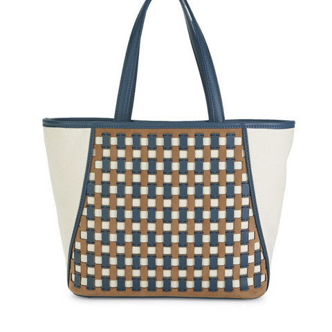 New $3100 Loro Piana Women Canvas/Leather Small Tote Bag Multicolor Italy