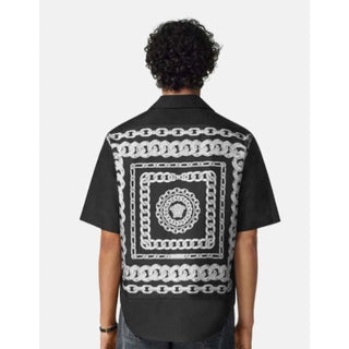 Versace Medusa Chains Short Sleeve Shirt Black 54 Eu (2XL) 1018843 IT NWT $1475
