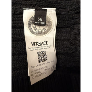 Versace Medusa Embroidered Knit Sweater Black 56 US (66 Eu) 1018402 IT NWT $1620