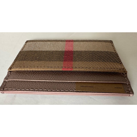 Burberry Sandon Vintage Check Grey Mink Leather Card Case 80845421 NWT $260