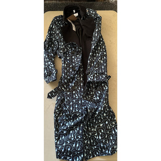 Burberry Women BT Waterloo Gabardine Trench Coat Black/Blue 8US/42 It New $2890