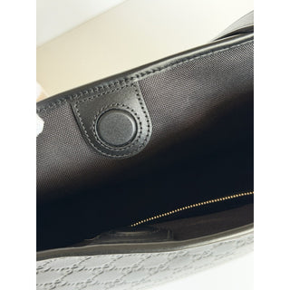 Gucci GG Emblem Leather Medium Black Tote Shoulder Bag 847452 Italy NWOT