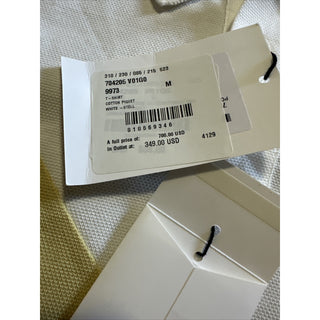 Bottega Veneta Men Cotton Piquet Polo Shirt White/Yellow/Brown Size M New $700