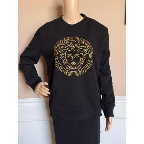 Versace Medusa Embroidered Sweatshirt Women’s Black/Gold 10 US (44) 1019482 NWT
