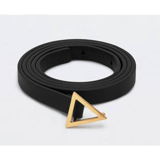 Bottega Veneta Triangle Leather Slim Black Belt 85/34 619759 NWT $390