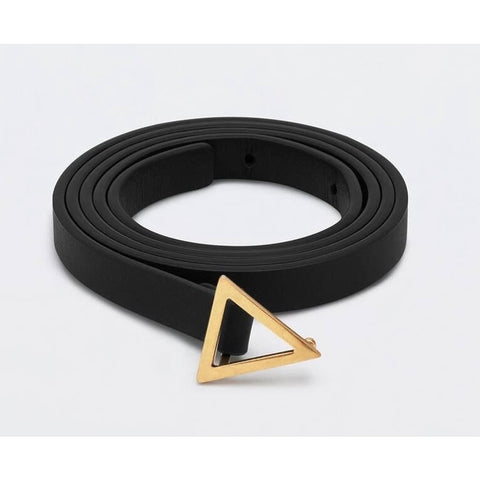 Bottega Veneta Triangle Leather Slim Black Belt 85/34 619759 NWT $390