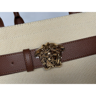 Versace Medusa Top Handle Large Tote Canvas/Leather Beige Bag 1022470 IT NWT