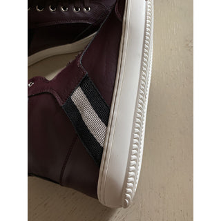 New $650 Bally Men Oldani Leather High-Top Sneakers Color Merlot 8 US Italy