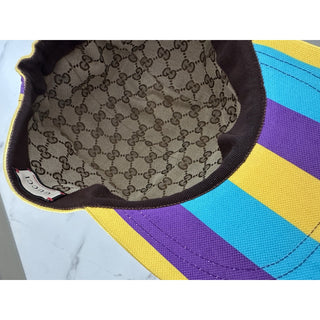 Gucci Men Baseball Cap Gucci Logo hat Yellow/Blue/Purple Size L New 751544