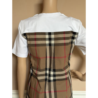 Burberry Nola Check Women’s White Short Sleeve T-shirt Small 8120998 NWT $560