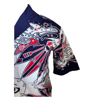 New $1300 Gucci Men’s Double G Bandana Print Shirt Blue/Red/White Size 46/S