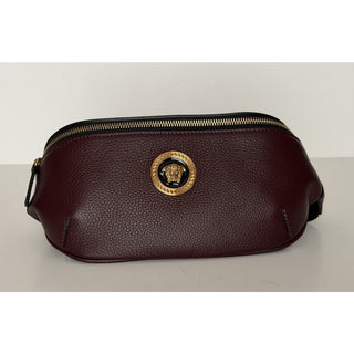 Versace Medusa Head Grainy Calf Leather Belt Bag Burgundy 1002884 IT NWT $1100