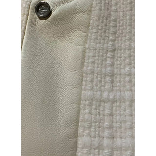 New $5395 Loro Piana Women Cashmere/Leather Long Jacket Coat White 44/10 Italy
