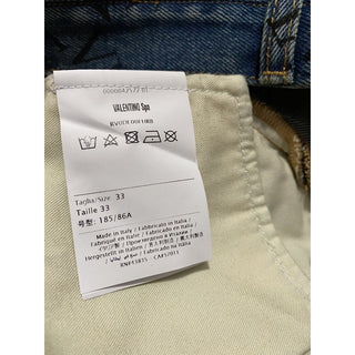 NWT $995 Valentino Men Straight-Flat Logo Cuffed Jeans Pant Blue 34 US ( 50 Eu )