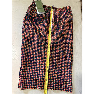 NWT $1280 Gucci Men Drawstring Gucci Print Short Pants Blue/Red/Mul 34 US/50 Eu