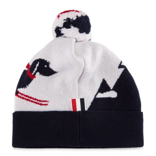 Thom Browne Pom-Pom Cashmere Beanie Hat Navy/Multi One Size Italy