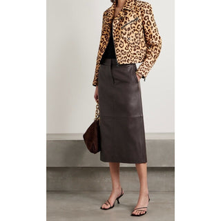 Ralph Lauren Purple Label Women Leopard Print Fur Biker Jacket 8/44 New $6790