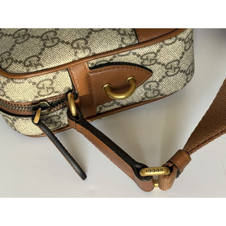 Gucci GG Emblem Small Camera Bag Beige Brown Crossbody 821216 FAED3 NWT