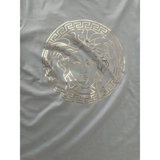 Versace Women's Silver Medusa Light Blue Jersey T-Shirt 4 (38 EU) AL 1016967 NWT