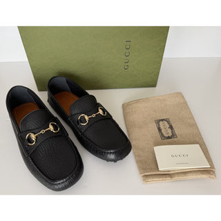 Gucci Leather Horsebit Driver Loafers Shoes Black 8.5 US (8 Gucci) 674254 NIB