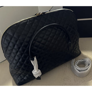 New $4900 Saint Laurent YSL Print TRAVEL BAG IN QUILTED LEATHER Black 736009