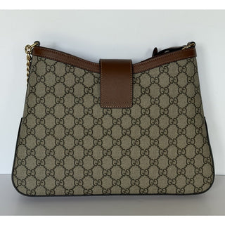 Gucci GG Supreme Padlock Leather/Canvas Brown Medium Shoulder Bag IT 795113 NWT