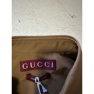 New $950 Gucci Men Teilored Dress Shirt Color Classic Biscuit 41/16