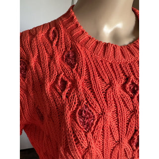 Loro Piana Women Valencia Cabled Cotton Sweater Orange Size XS Italy New $3350