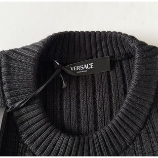 Versace Medusa Embroidered Knit Sweater Black 54 US (64 Eu) 1018402 IT NWT $1620