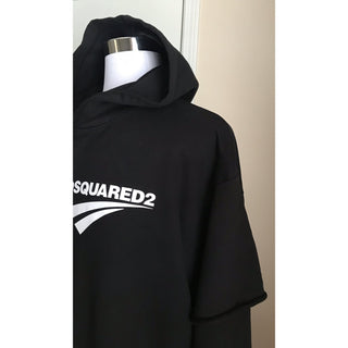 NWT $580 Dsquared2 Mens Oversized pullover Hoodie Sweater Black Size S Italy