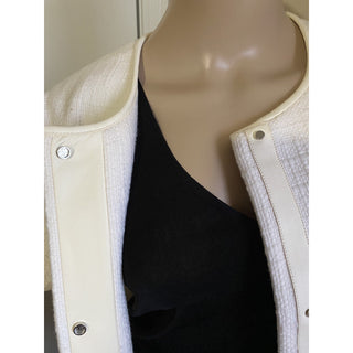 New $5395 Loro Piana Women Cashmere/Leather Long Jacket Coat White 44/10 Italy