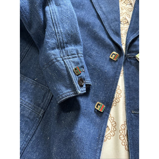 NWT $3600 Gucci Mens Washed Organic Denim Blazer Jacket DK Blue 46 US/56 Eu