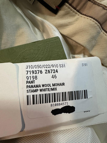 Gucci Men’s Panama Wool Mohair White Dress Pants 30 US (46 Eu) Italy 719376 NWT