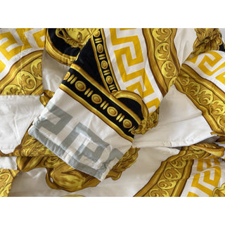 Versace Home Baroque Greca Cotton Bathrobe White Gold Black M ZACP00001 NWT