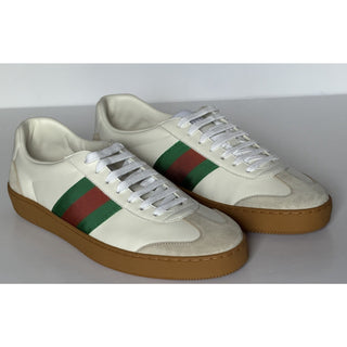 Gucci Men’s Web Leather/Suede Sneakers Natural White 11.5 US 11 Gucci 858912 NIB