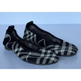 Burberry Baby Check Knit Ballet Flats Black Calico 7 US (37) IT 8096867 NWT $655