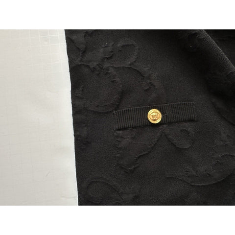 Versace Barocco All Over Print Knit Stretch Black Dress 42 Euro 1008137 NWT