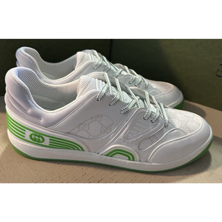New Gucci Men GG Logo Demetra Basket Sneakers Green/White 13.5 US/13 UK 698785