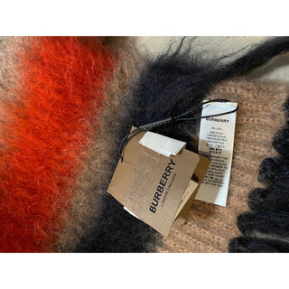 New Burberry Women Scarf Graphic Stripe Knit Color Warm Camel Italy
