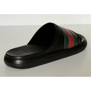 Gucci Men’s Rubber Black/Green/Red Sandals 10.5 US (10 Gucci) Italy 780286 NIB
